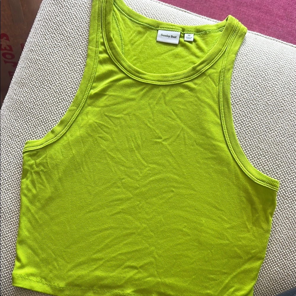 Sunday Best Green Fitted Crop Tank Top